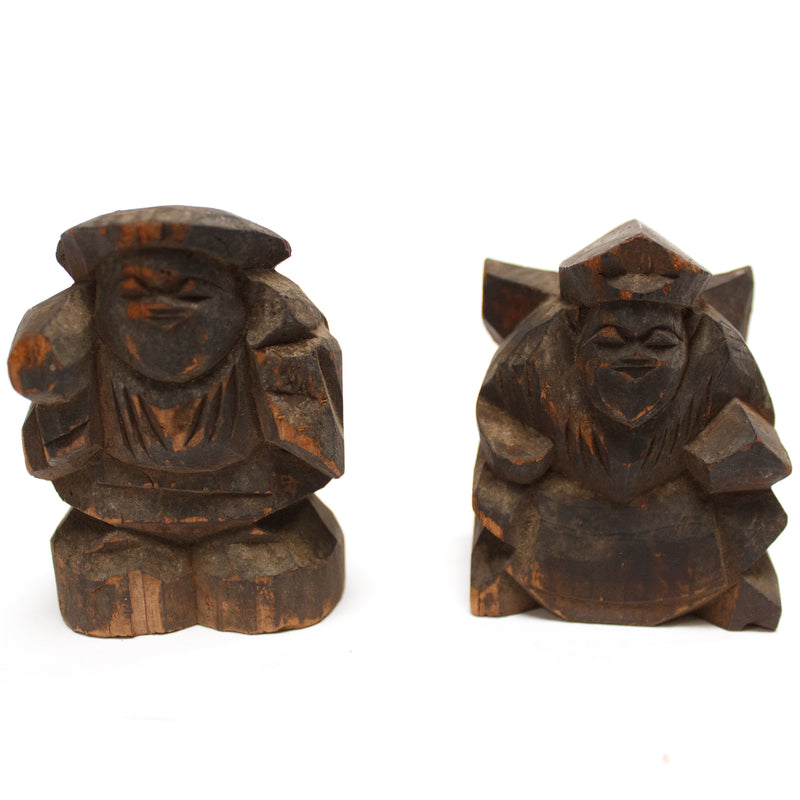 Daikoku and Ebisu | Hand Carved Wood | Seven Lucky Gods