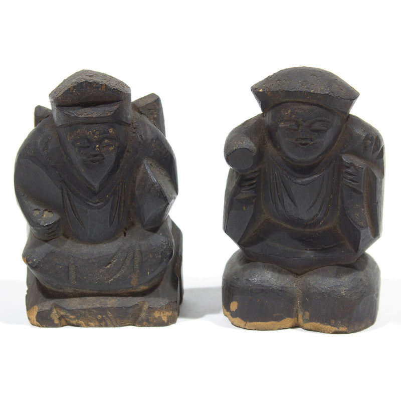 Wooden Daikoku and Ebisu Statues