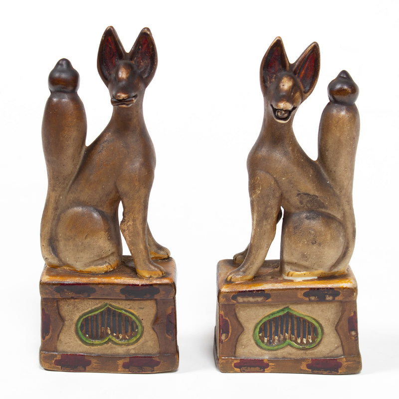 Inari Foxes |  Sacred Kitsune Porcelain Figure Pair
