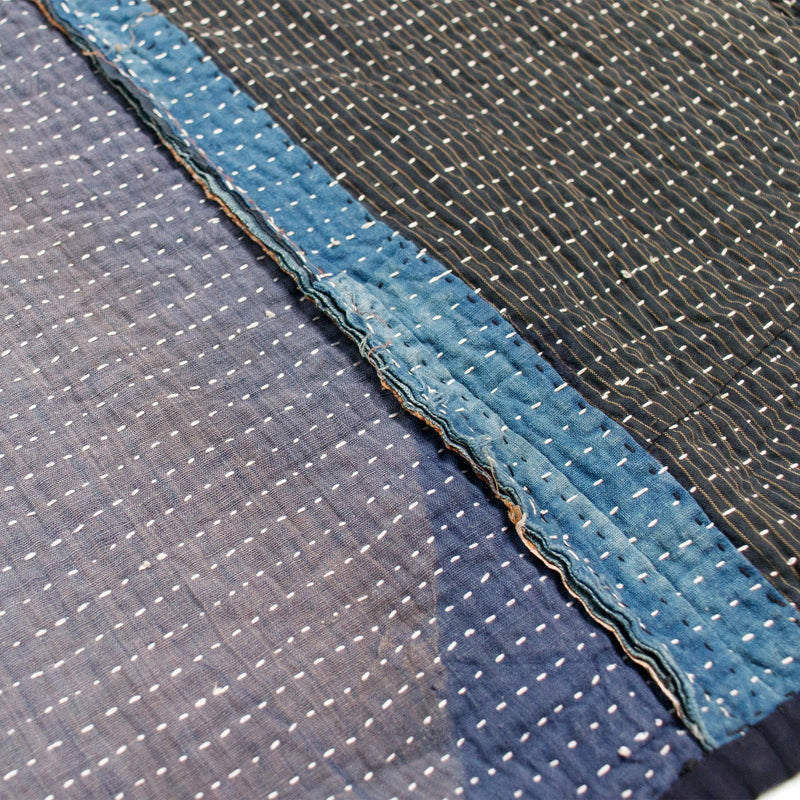 Japanese Sashiko Indigo Blanket Multi Layer Boro Quilt Shibui