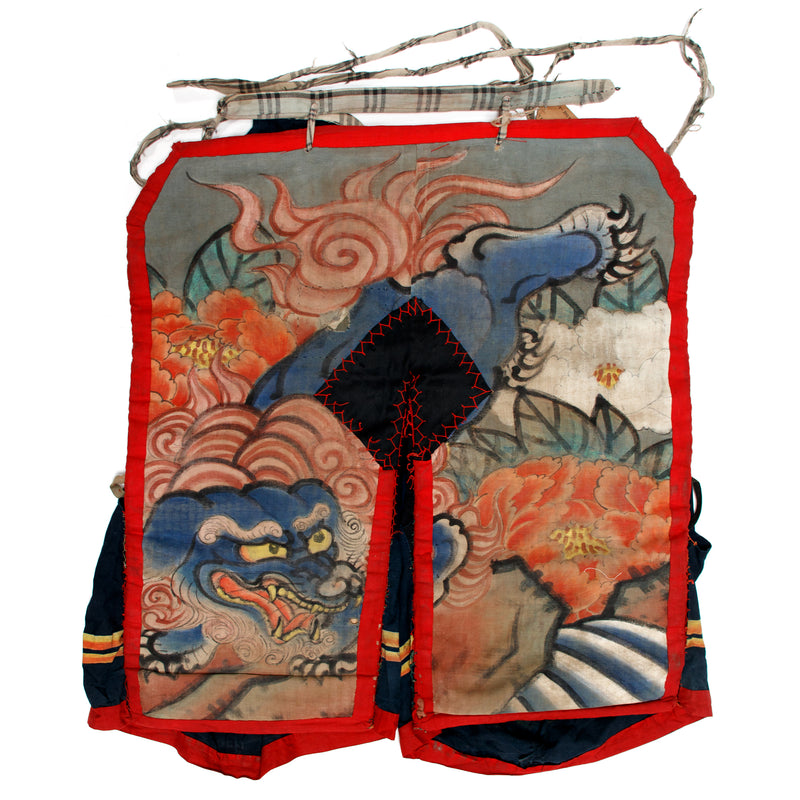 Handpainted Shishi Japanese Theater Pants | Antique Kabuki Hakama