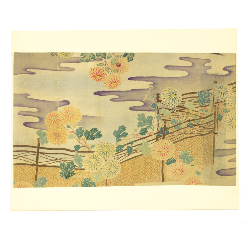 Yuzen Chirimen Silk Textile Fragment