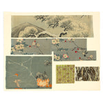 Yuzen Chirimen Silk Textile Fragments