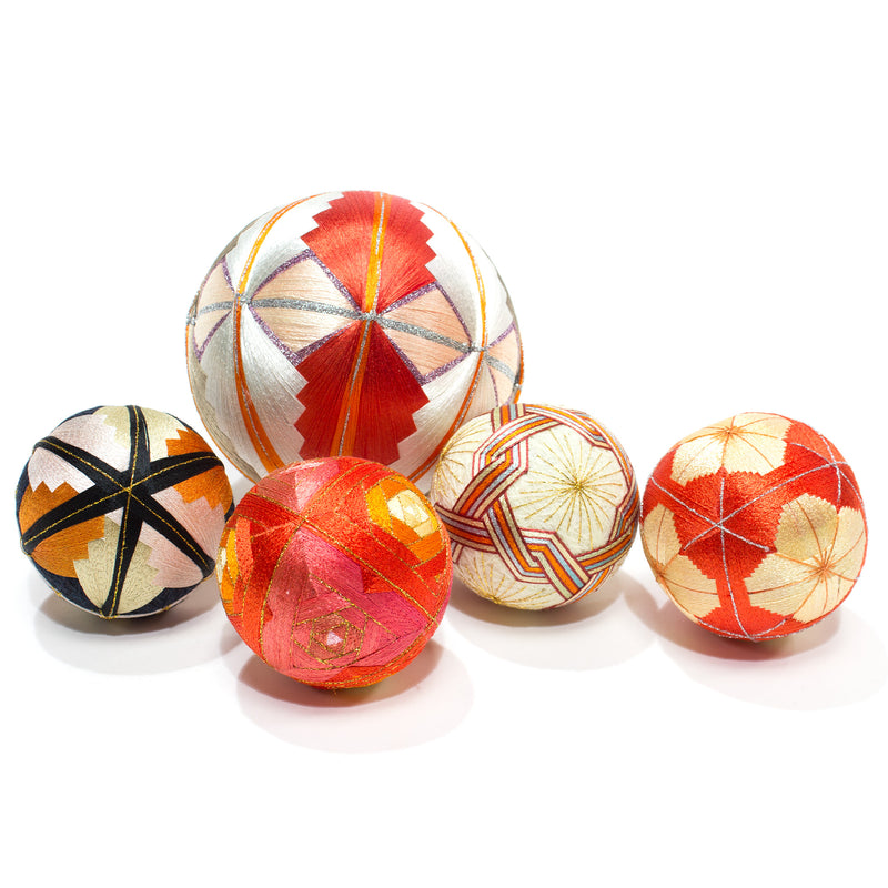 Temari Ball Set of 5 - Traditional Folk Art Toy