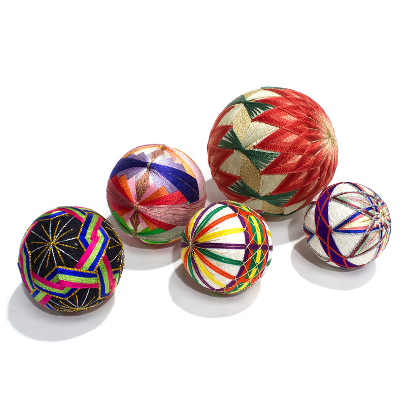 Temari Ball Set of 5 - Traditional Folk Art Toy