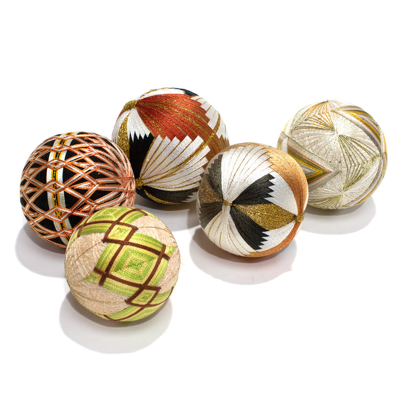 Temari Ball Set of 5 - Traditional Folk Art Toy