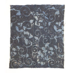 Indigo Cotton Katazome Fragment with Floral Motif