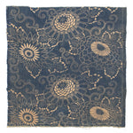 Indigo Cotton Katazome Fragment with Floral Motif