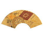 Water Wheel Kimono Fabric Fan | Japanese Antique Embroidered Gold Fan