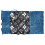 Indigo Boro Cotton Katazome Fragment with Floral Motif