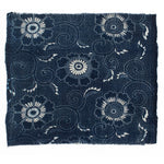 Indigo Cotton Katazome Fragment with Floral Motif