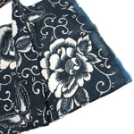 Japanese Indigo Katazome Panel Textile with Flower and Butterfly