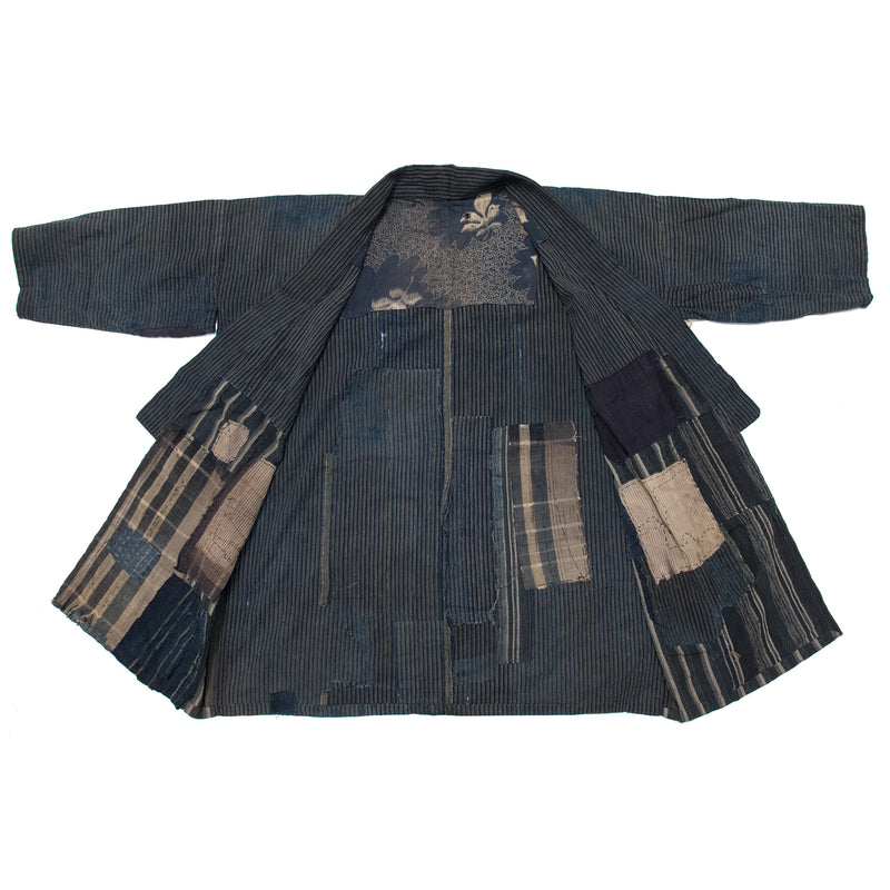 Japanese Boro Indigo Short Shima Coat