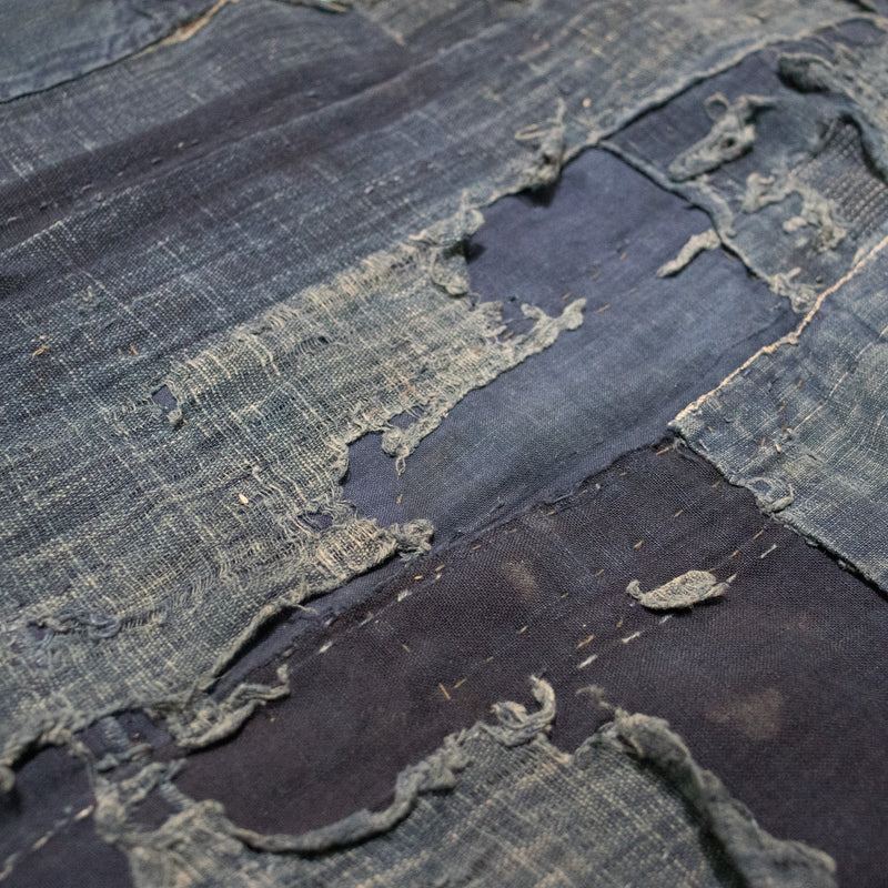 Vintage Japanese Indigo-Dyed Sheet with Boro Patchwork