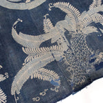 Japanese Tsutsugaki Indigo Futonji with Mon Family Crest Motif