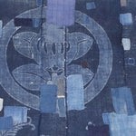 Japanese Tsutsugaki Indigo Futonji with Mon Family Crest Motif