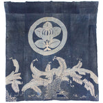 Japanese Tsutsugaki Indigo Futonji with Mon Family Crest Motif