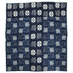 E-Gasuri Koi & Crane Sheet | Japanese Indigo