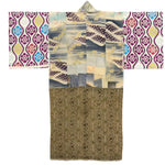 Yosegire Green Chirimen Patchwork Kimono