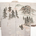Mens Vintage Silk Nagajuban with Forest Scene on Back