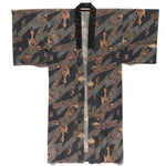 Mens Vintage Silk Nagajuban with Images of the Globe