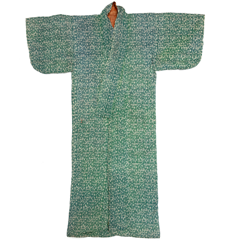 Green Edo Komon | Silk Ladies Kimono