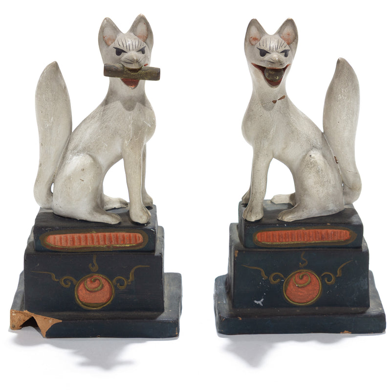 Inari Foxes |  Sacred Kitsune Porcelain Figure Pair
