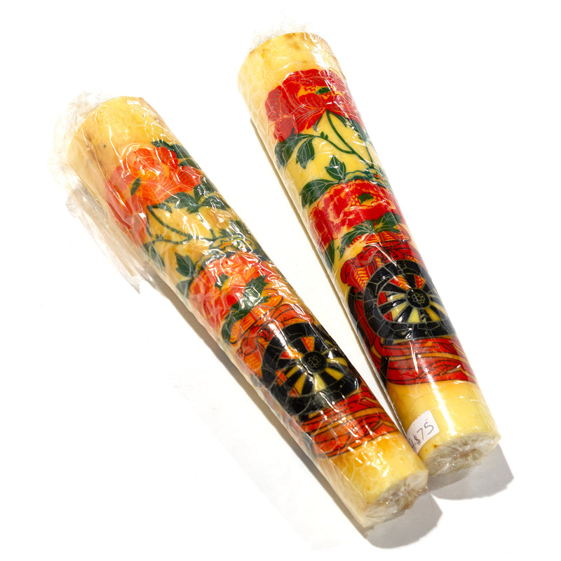 Japanese Paperwick Candles with Flowers from Yamagata