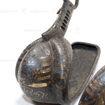 Japanese Antiques Abumi Pair of Stirrups with a Crab Motif