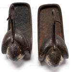 Japanese Antiques Abumi Pair of Stirrups with a Crab Motif