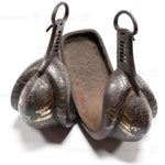 Japanese Antiques Abumi Pair of Stirrups with a Crab Motif
