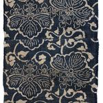 Japanese Indigo Katazome Panel Textile Kiri Leaf Arabesque Pattern
