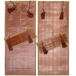 Sudare with Brocade Border| Split Bamboo Blind | Set of 2 Long & 2 Short