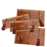 Sudare with Brocade Border| Split Bamboo Blind | Set of 2 Long & 2 Short