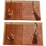 Sudare with Brocade Border| Split Bamboo Blind | Set of 2 Long & 2 Short