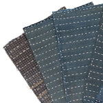 Indigo Sashiko Zokin Set of 5 | Small Sashiko Placemats