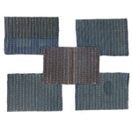 Indigo Sashiko Zokin Set of 5 | Small Sashiko Placemats