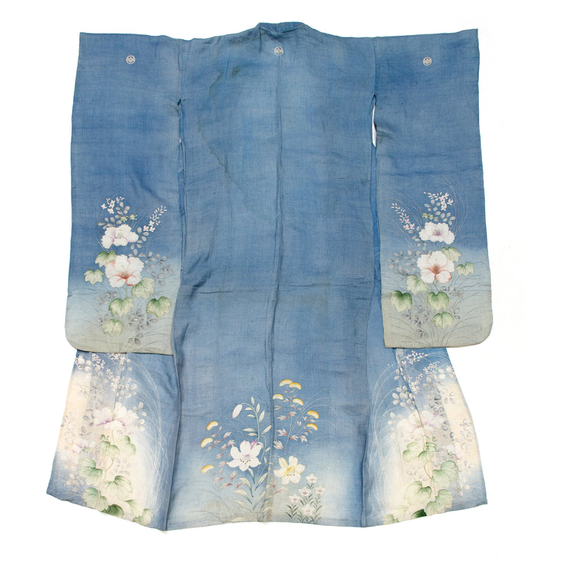 Beautifully Hand Painted Yuzen Dyed ` Furisode Kimono