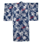 Blue Meisen Silk Kimono with Dragonflys