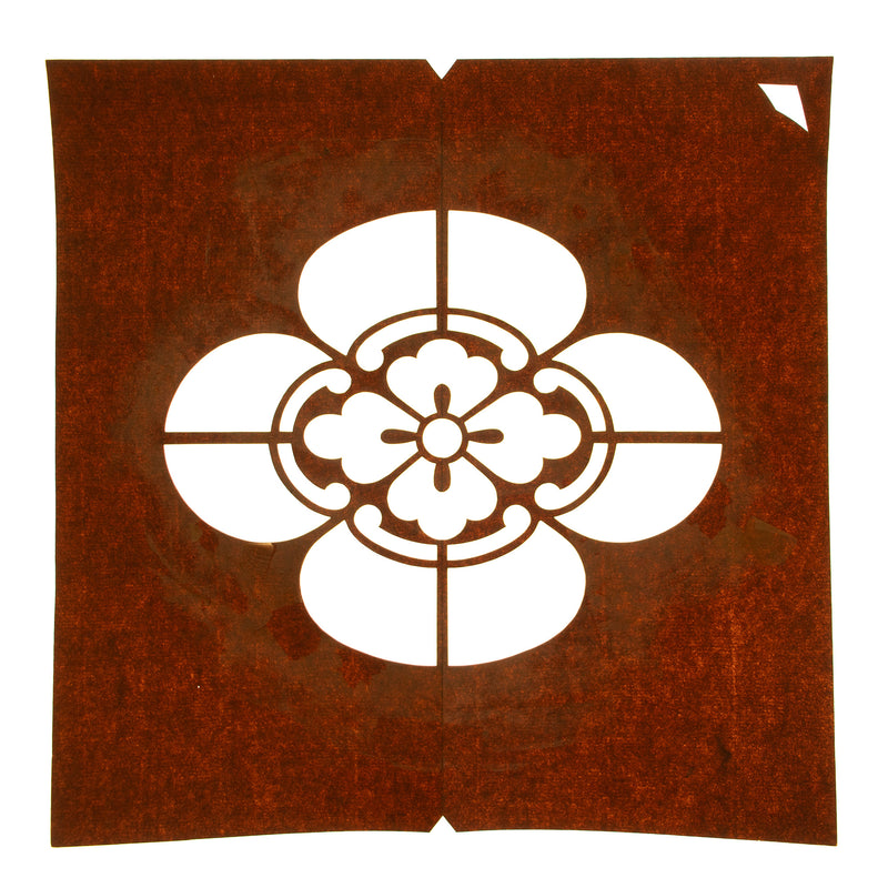 Katagami | Japanese Stencil of a Floral Mon Family Crest