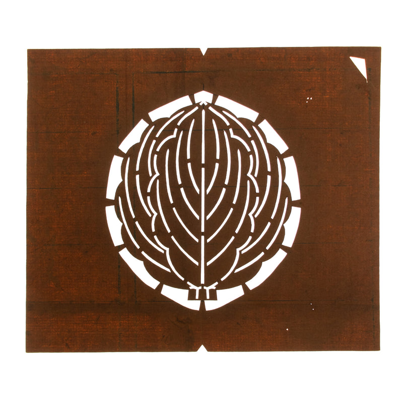 Katagami | Japanese Stencil of a Leaf Mon Family Crest