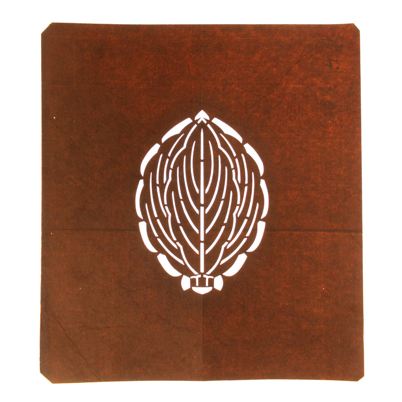 Katagami | Japanese Stencil of a Leaf Mon Family Crest