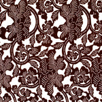 Flowered Vine Motif Katagami | Japanese Lacquered Paper Stencil