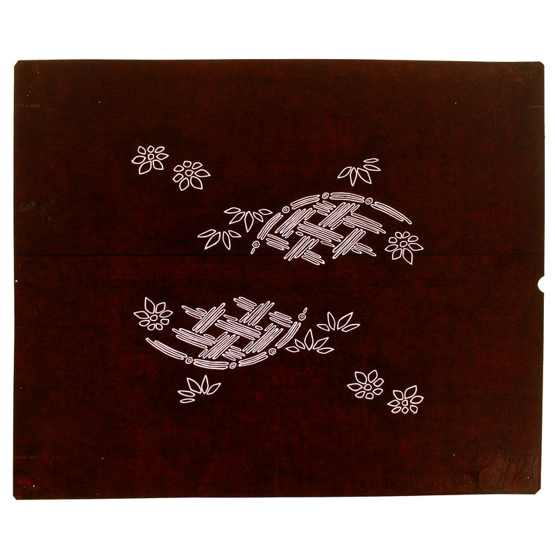 Flower Basket Motif Katagami | Japanese Lacquered Paper Stencil