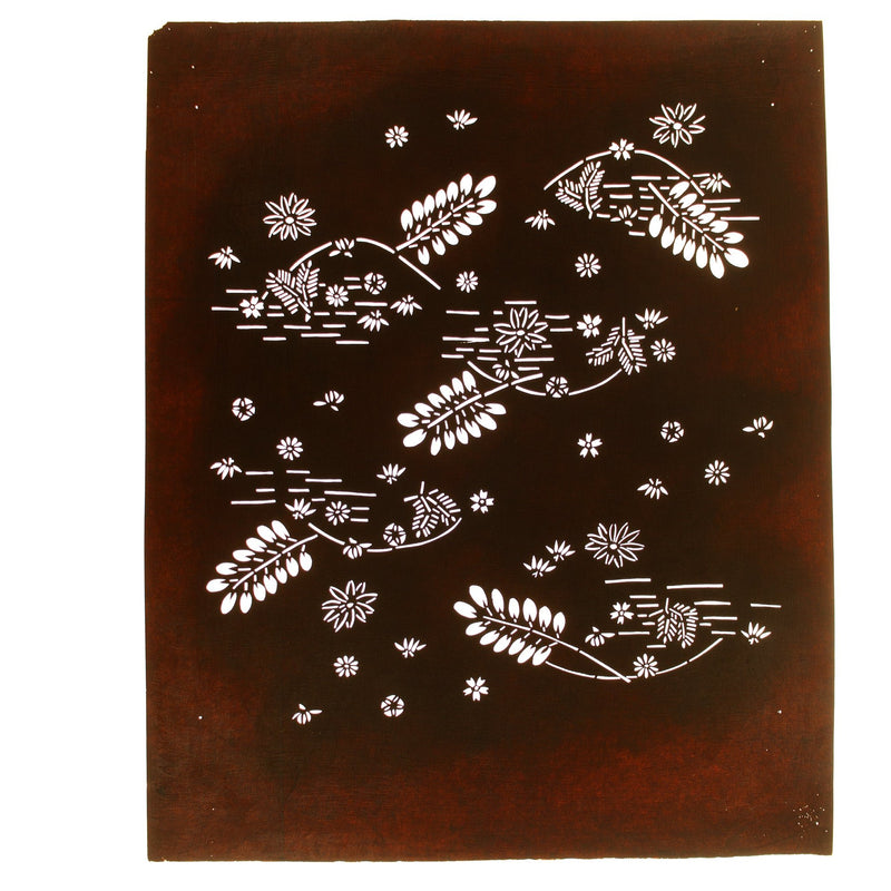 Drifting Flower Motif Katagami | Japanese Lacquered Paper Stencil