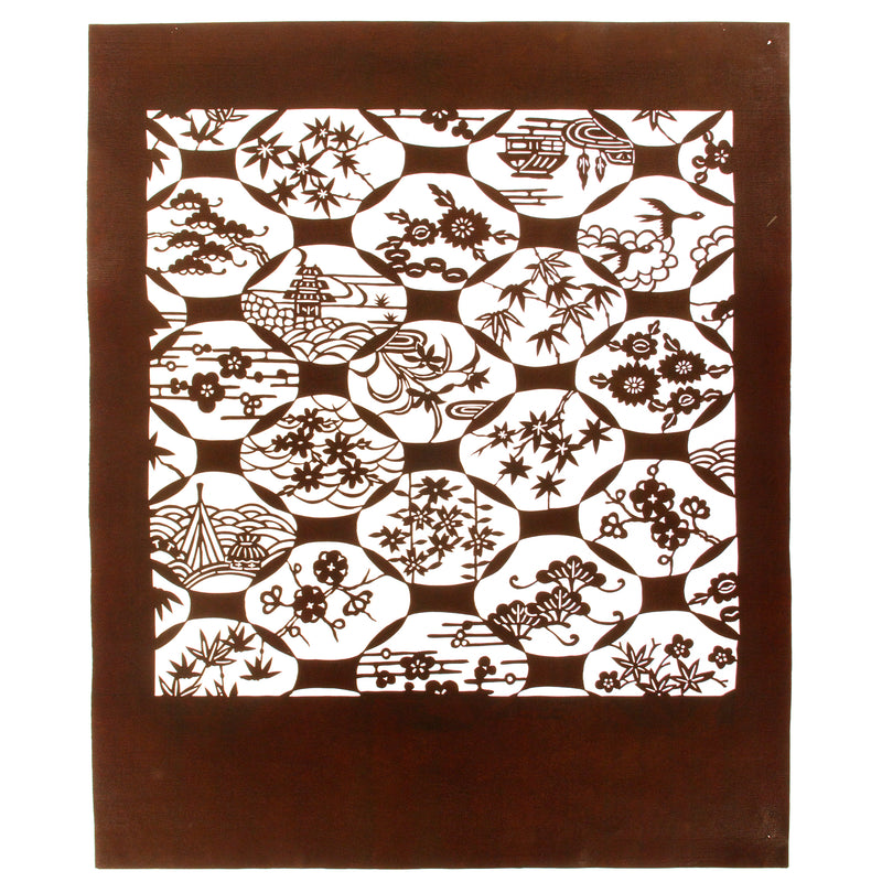 Scenic Collage Motif Katagami | Japanese Lacquered Paper Stencil