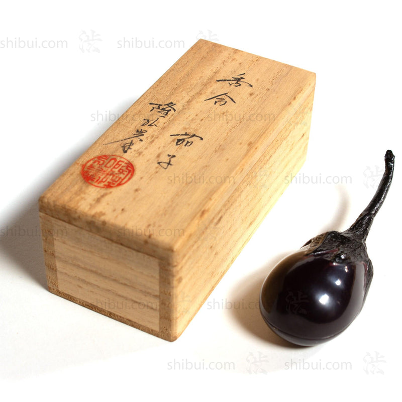 Lacquered Eggplant Kogo  | Japanese Incense Storage Container