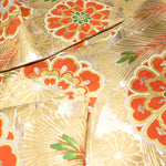 Japanese Silk Brocade Maru Obi with Floral Motif