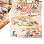 Japanese Silk Brocade Maru Obi With Fans