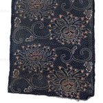 Japanese Indigo Katazome Panel Textile Orange Tipped Flowers